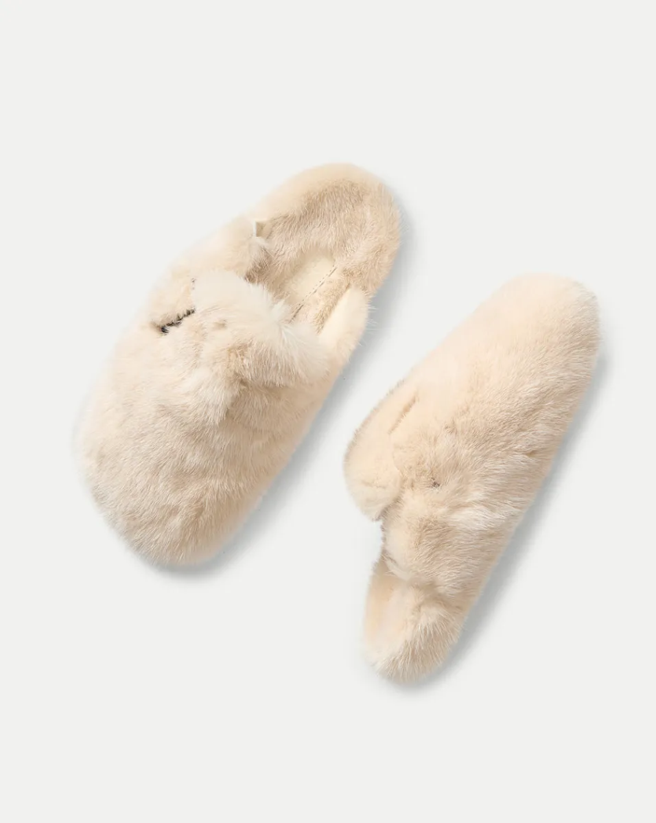 Fashion Veronica Beard Mink Clog Slippers in Cream