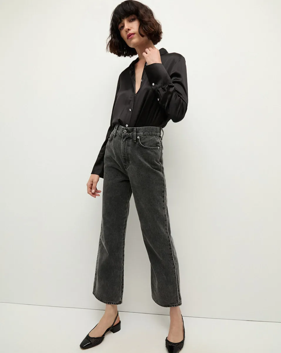 Best Veronica Beard Monique Silk Button-Down Shirt in Black