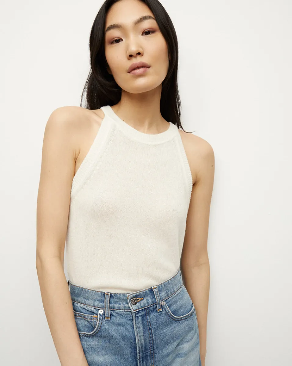 Shop Veronica Beard Myrick Cashmere Tank in Ivory