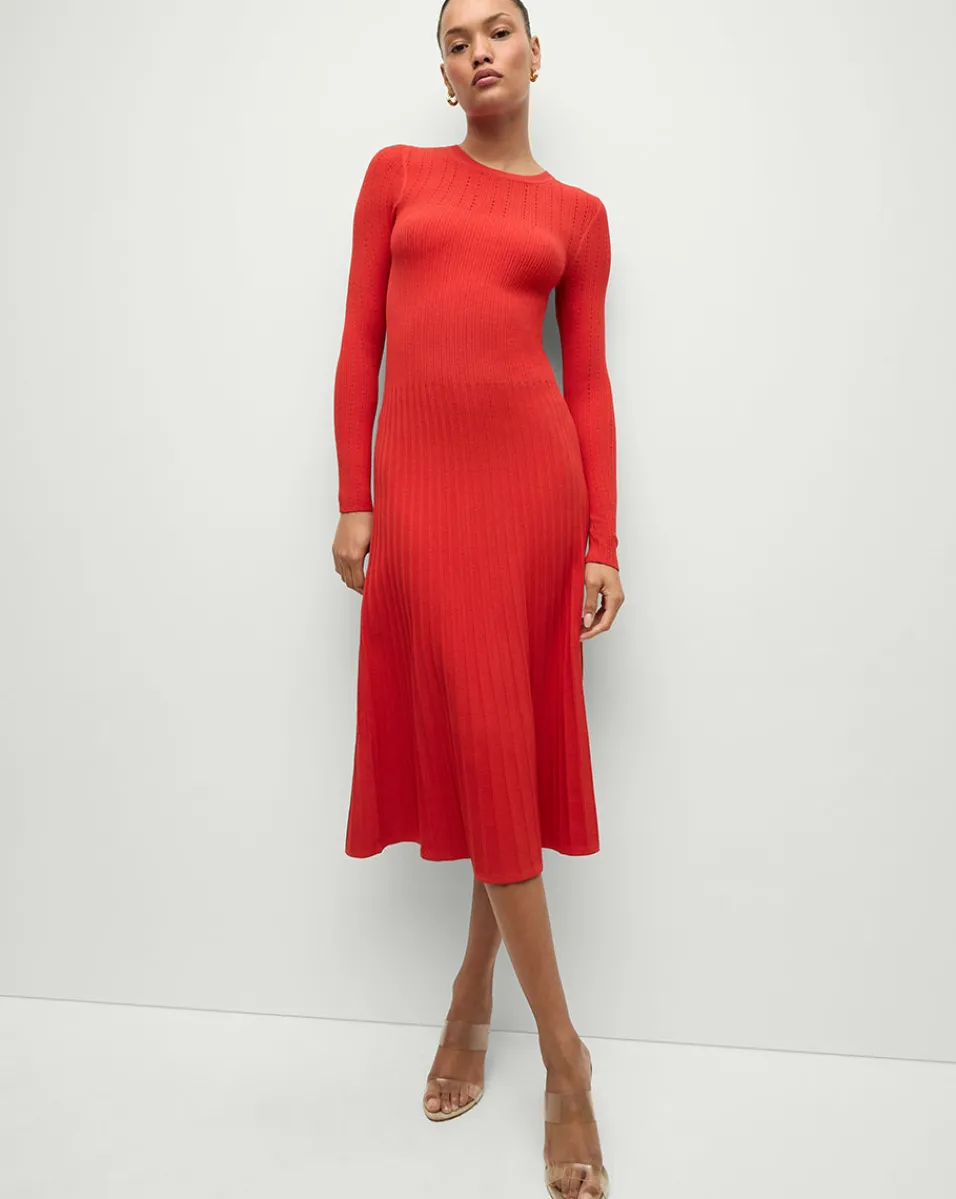 Cheap Veronica Beard Nami Long Sleeve Sweater Dress in Red Poppy