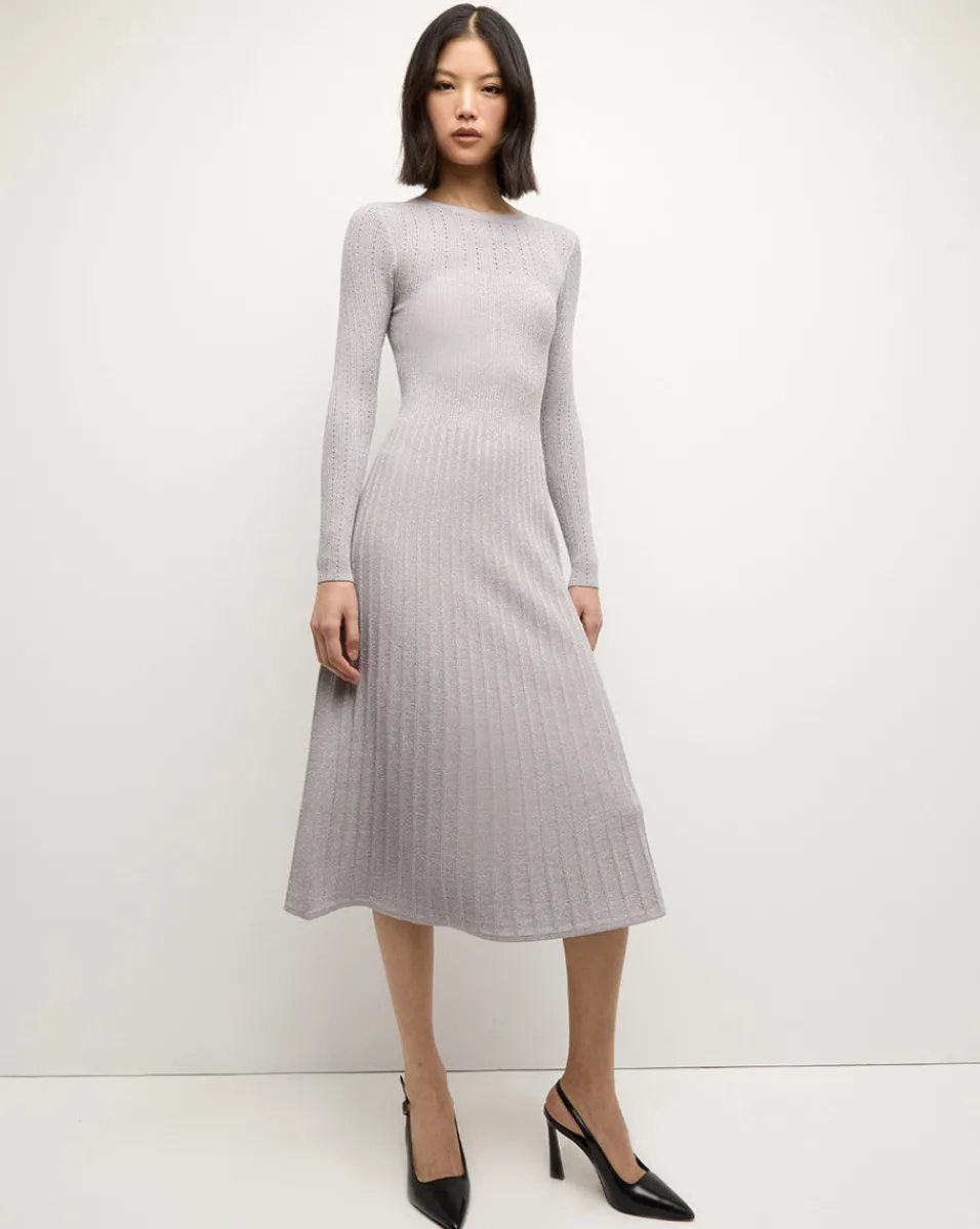 Store Veronica Beard Nami Midi Sweater Dress in Silver