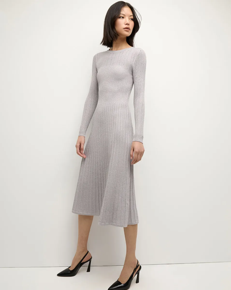 Store Veronica Beard Nami Midi Sweater Dress in Silver