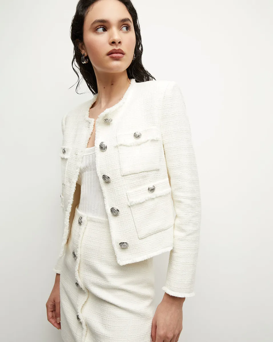 Sale Veronica Beard Olbia Tweed Jacket in Off-White