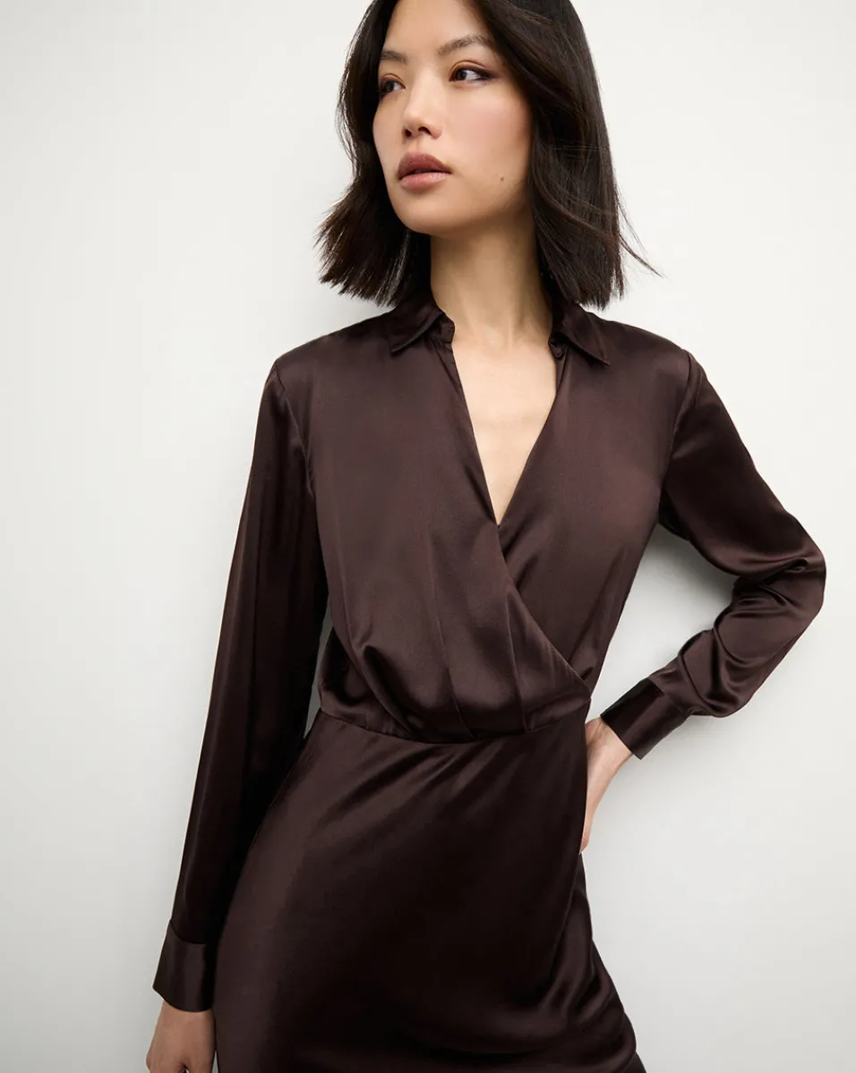 Flash Sale Veronica Beard Otis Silk Dress in Dark Chocolate DarkChocolate