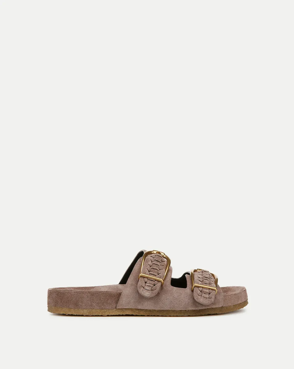 Shop Veronica Beard Paige Buckle Sandal in Taupe