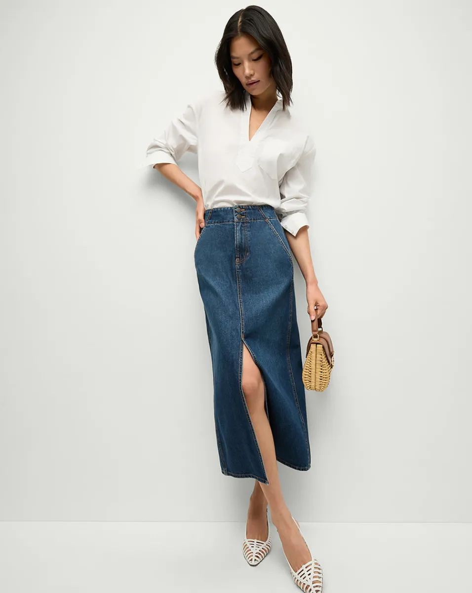 Flash Sale Veronica Beard Patricia Denim Maxi Skirt in Blue Denim EveningDusk