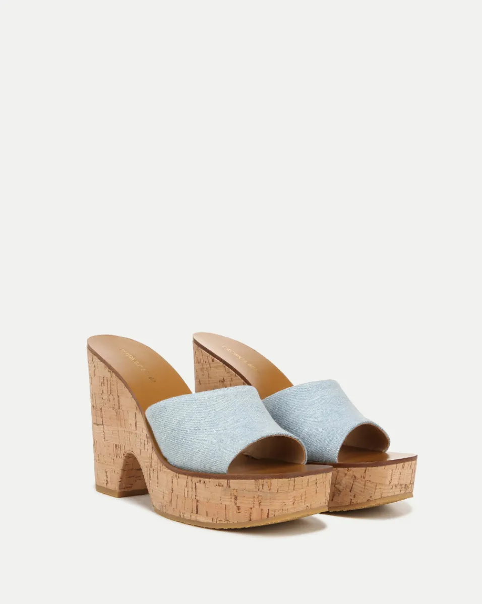 Store Veronica Beard Paulita Denim Wedge Sandal Blue