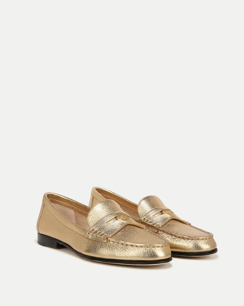 Cheap Veronica Beard Penny Metallic Leather Loafer in Gold