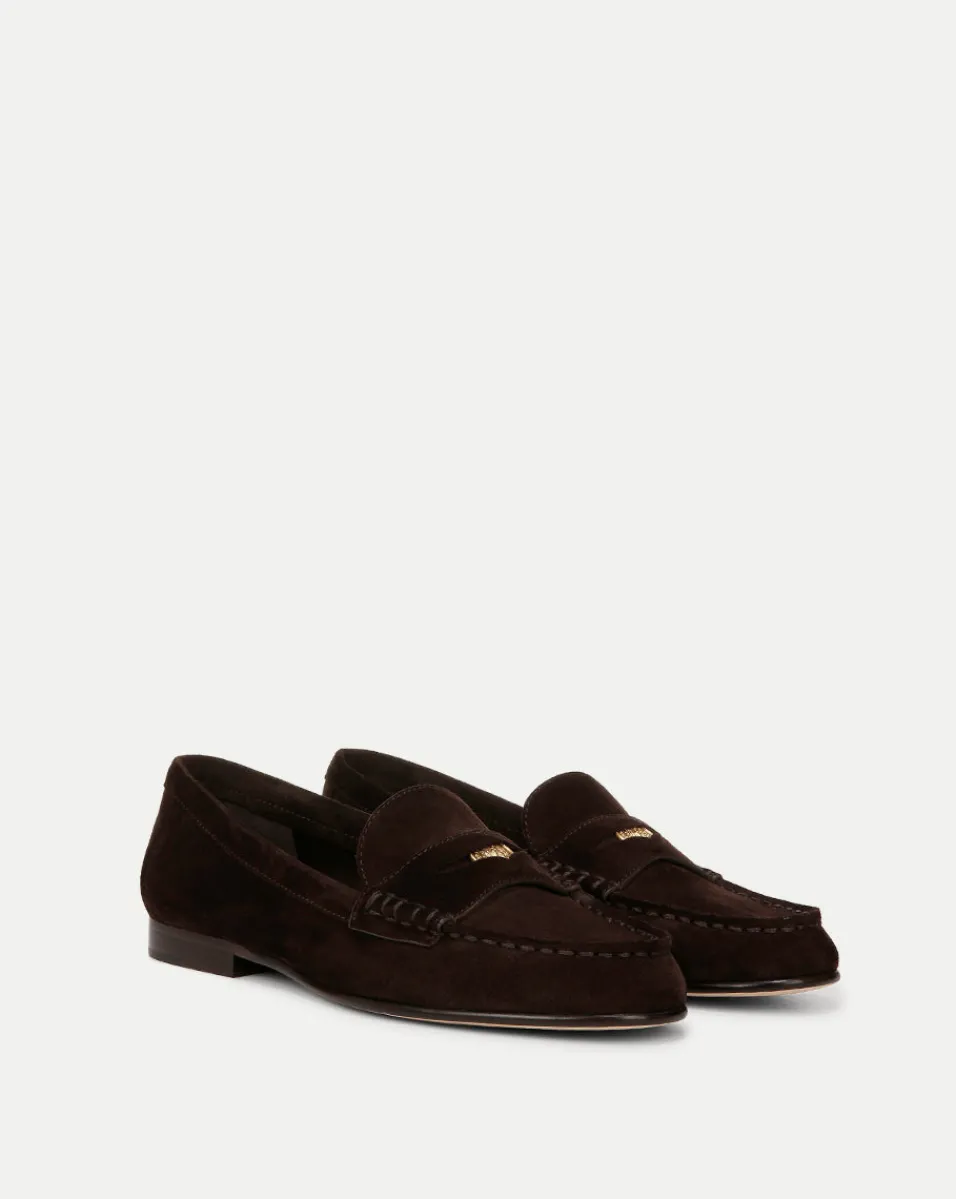 Best Sale Veronica Beard Penny Suede Loafer in Espresso