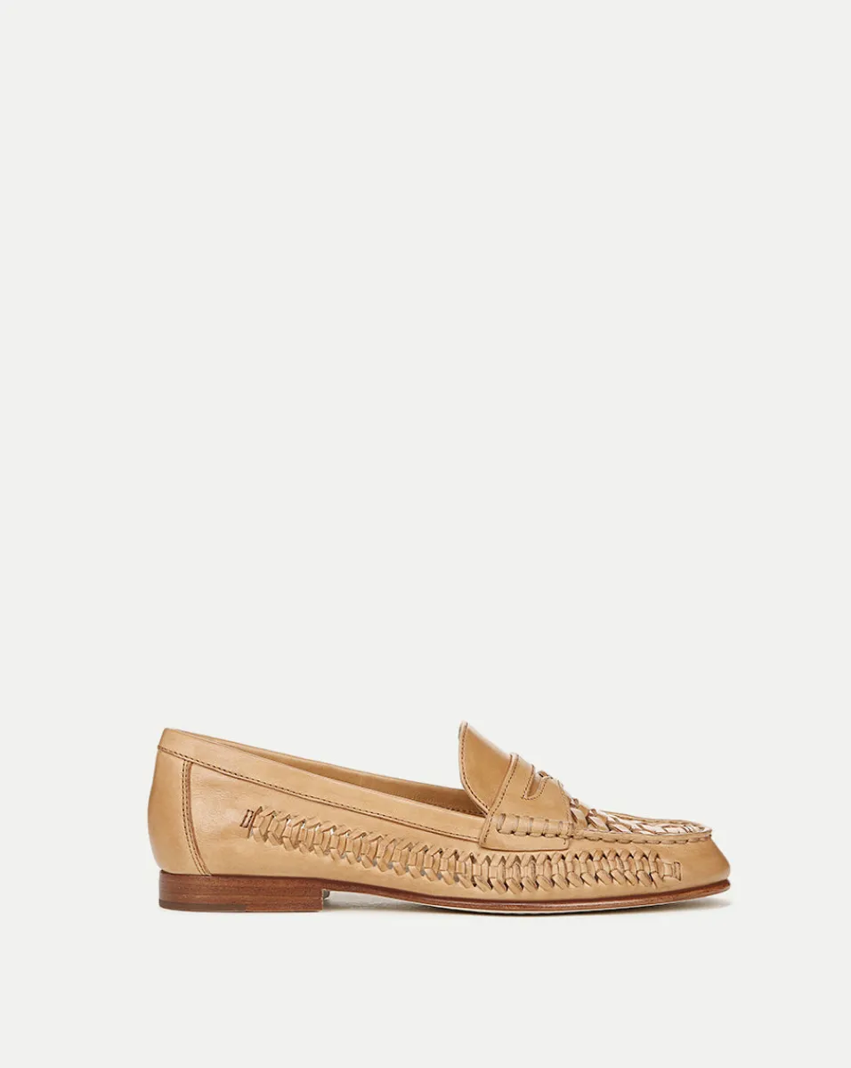 Fashion Veronica Beard Penny Woven Leather Loafer Natural