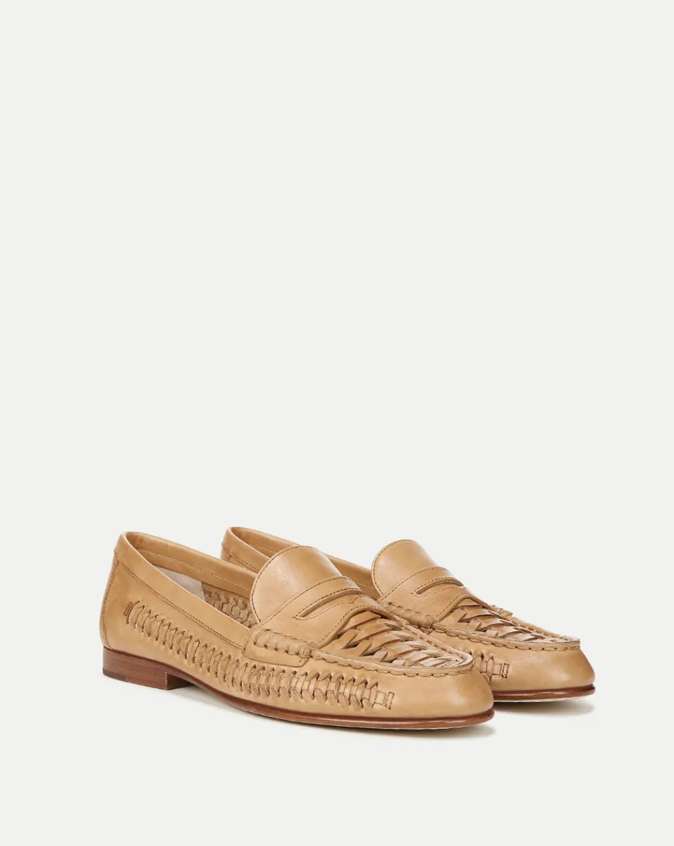 Fashion Veronica Beard Penny Woven Leather Loafer Natural