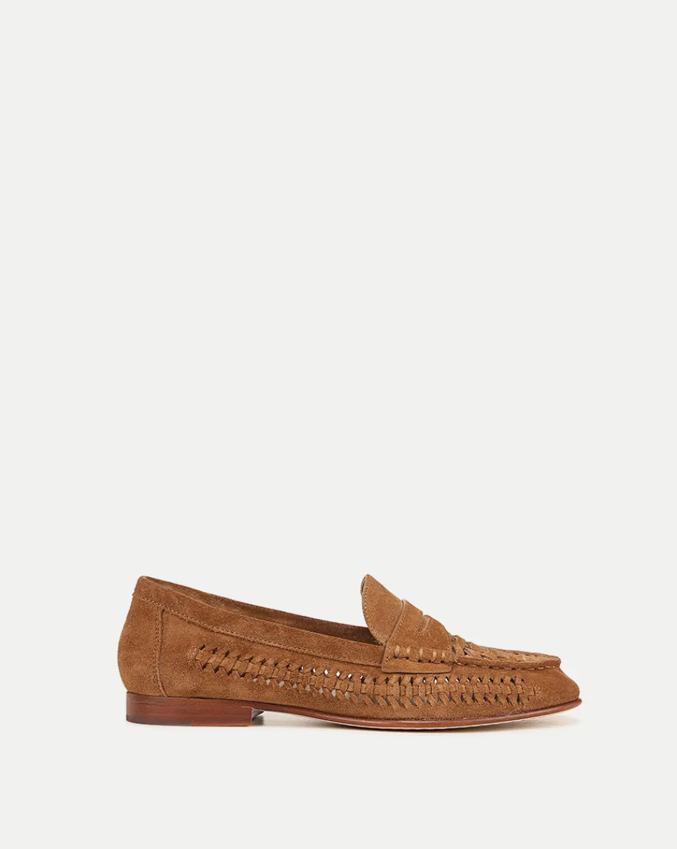 Discount Veronica Beard Penny Woven Suede Loafer Hazelwood