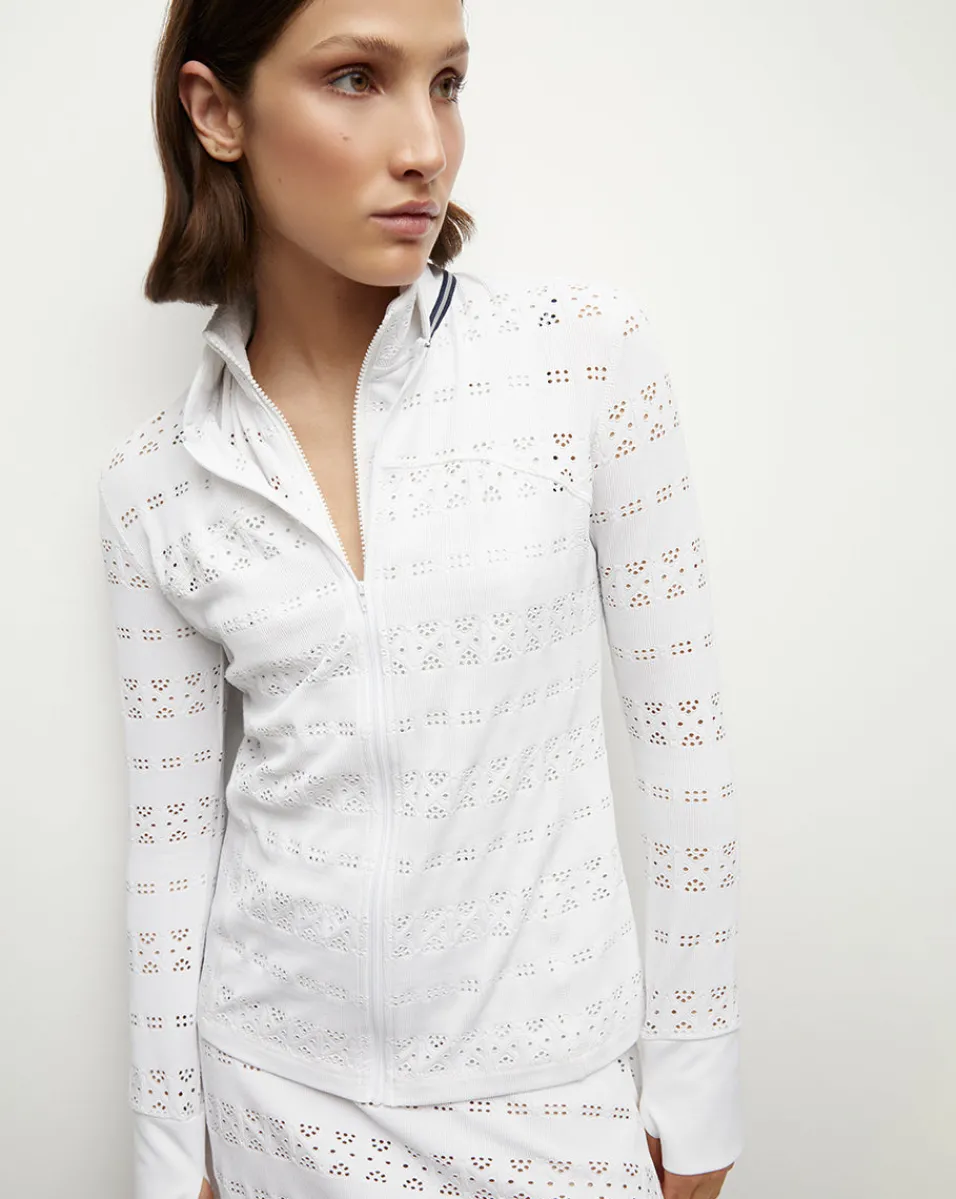 Flash Sale Veronica Beard Performance Lace Jacket in White/Navy