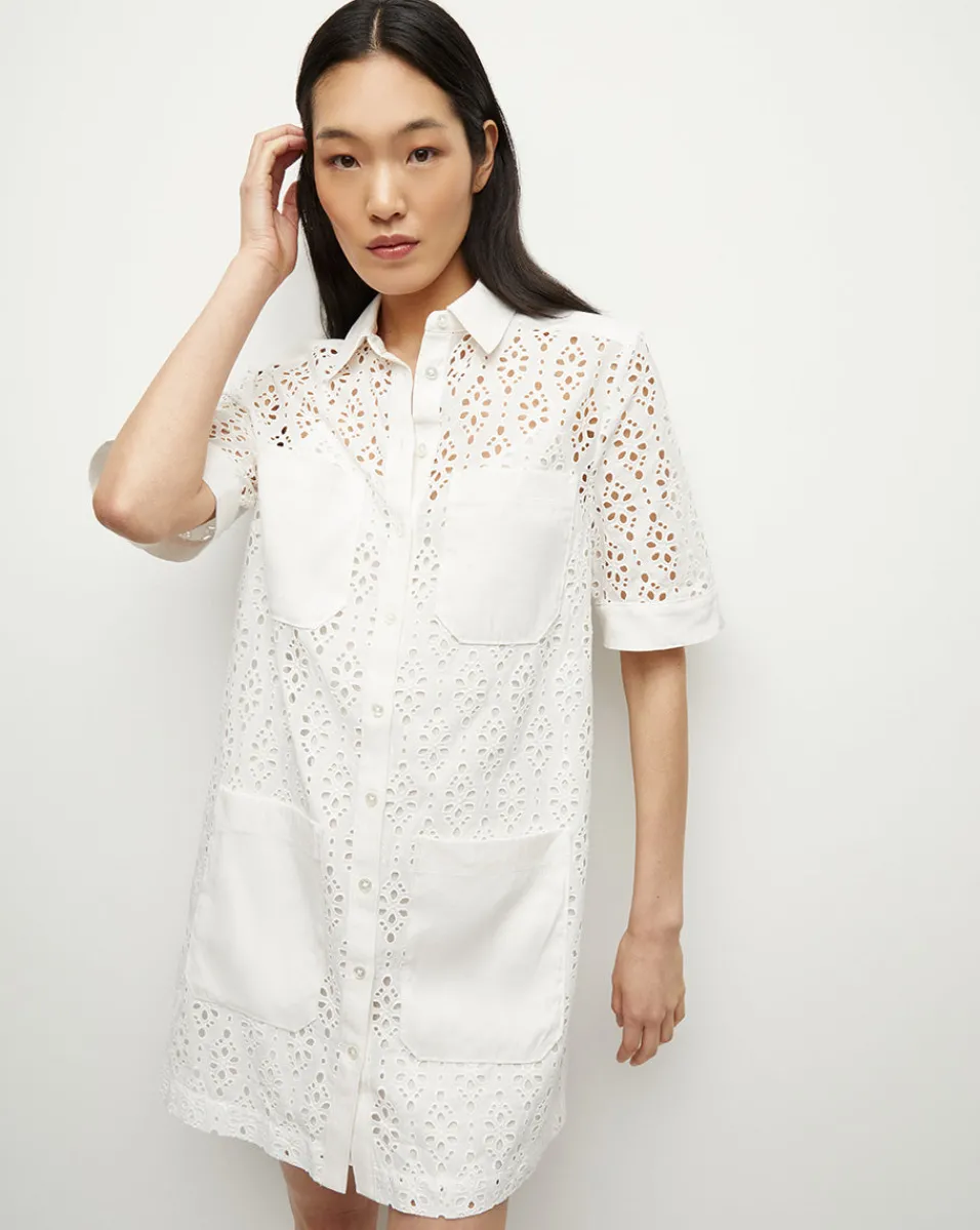 Outlet Veronica Beard Rafaela Cotton Eyelet Shirtdress in White