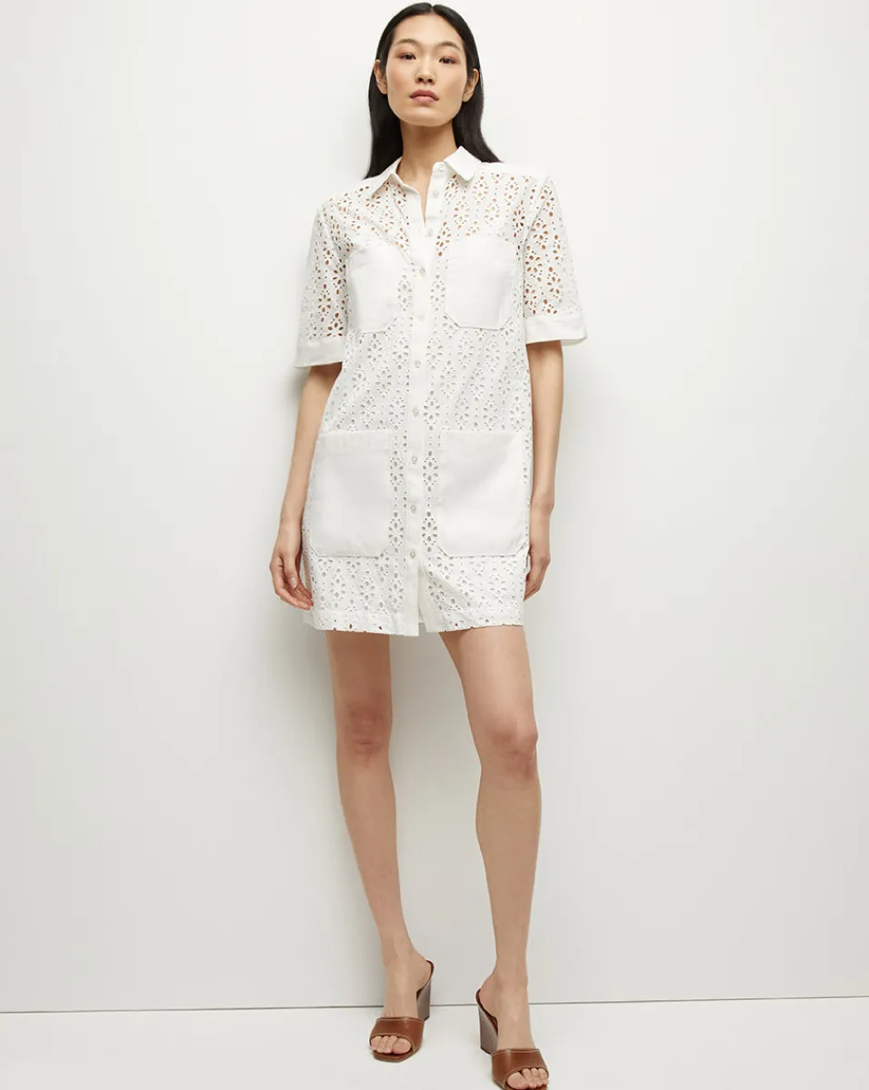 Outlet Veronica Beard Rafaela Cotton Eyelet Shirtdress in White