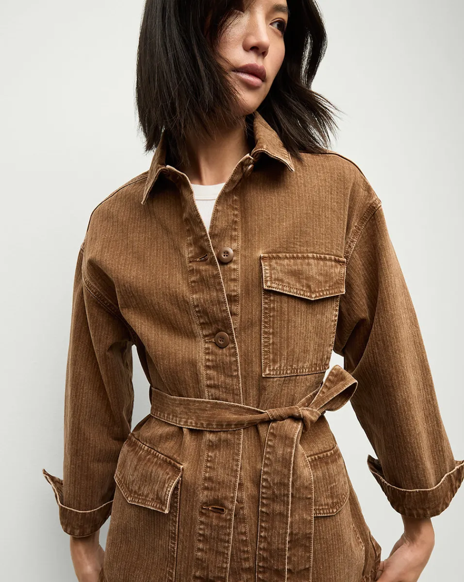 Store Veronica Beard Ramone Denim Chore Jacket in Brown DeepOchre