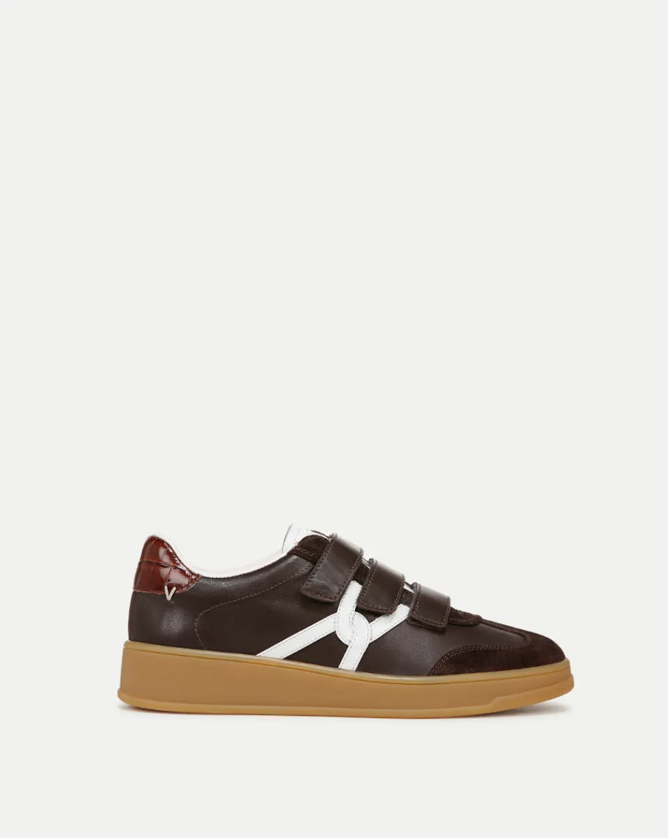 New Veronica Beard Reagan Velcro Sneaker in Espresso/White