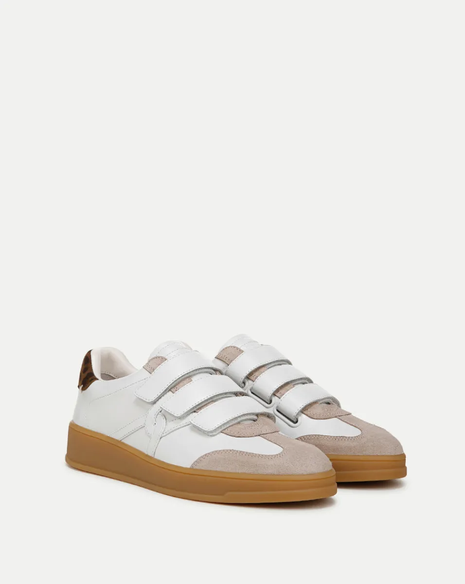 Online Veronica Beard Reagan Velcro Sneaker in White & Leopard White/Leopard