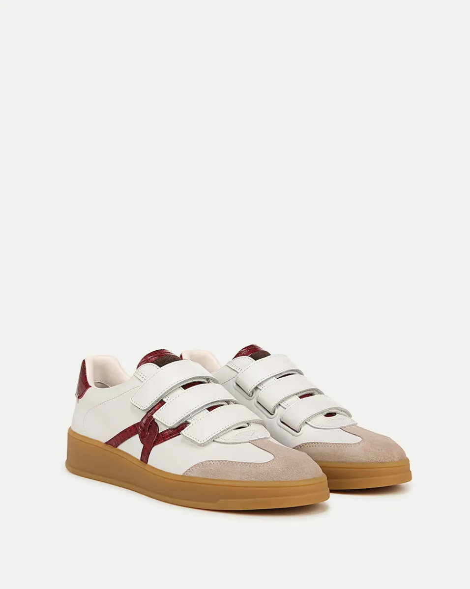 Store Veronica Beard Reagan Velcro Sneaker in White & Red White/Wine