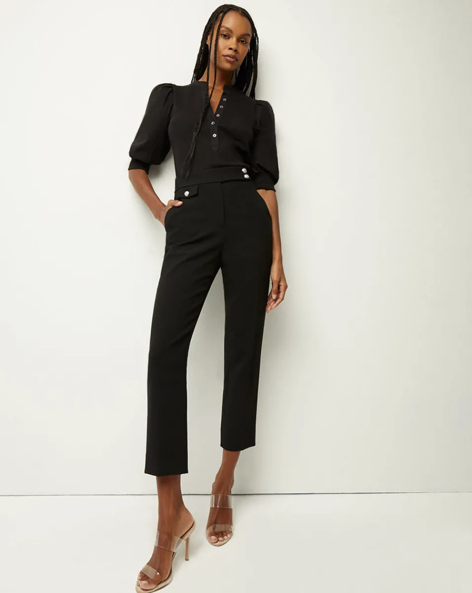 Shop Veronica Beard Renzo Slim-Leg Pant Black/Silver