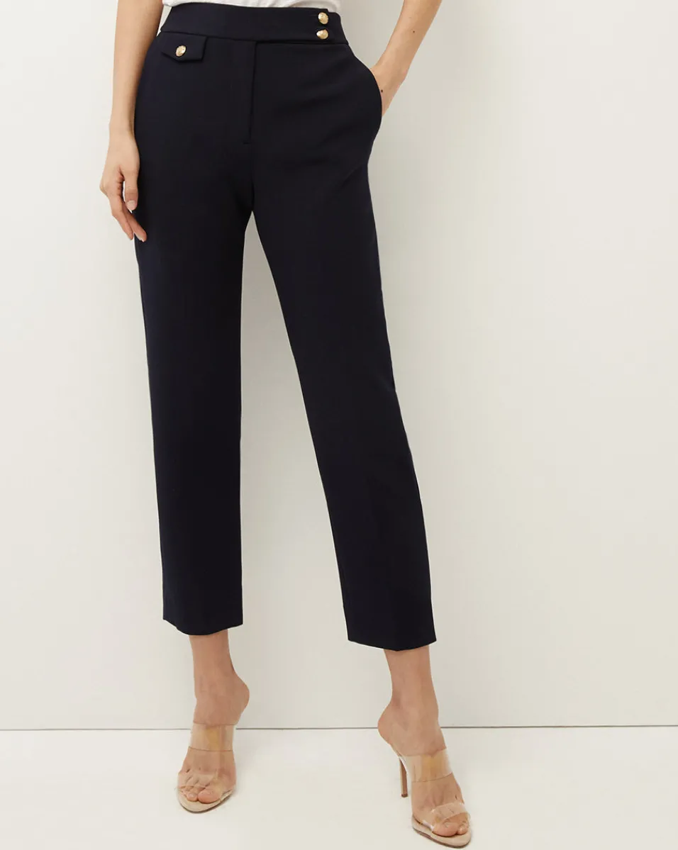 Best Sale Veronica Beard Renzo Slim-Leg Pant Navy/Gold