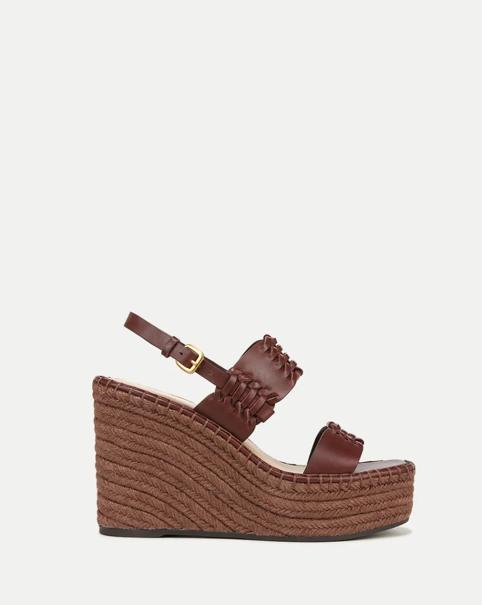 Shop Veronica Beard Riya Raffia Wedge Sandal in Brown