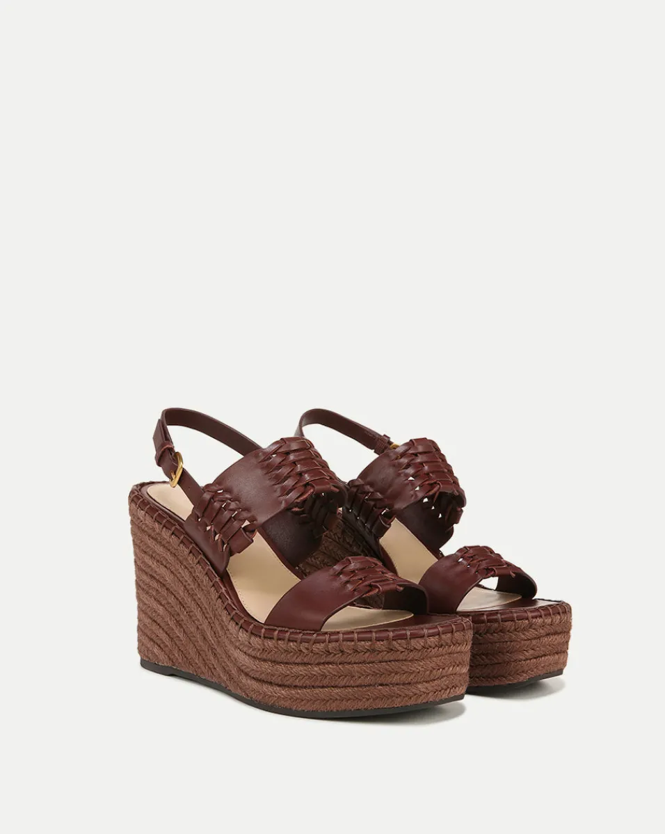 Shop Veronica Beard Riya Raffia Wedge Sandal in Brown