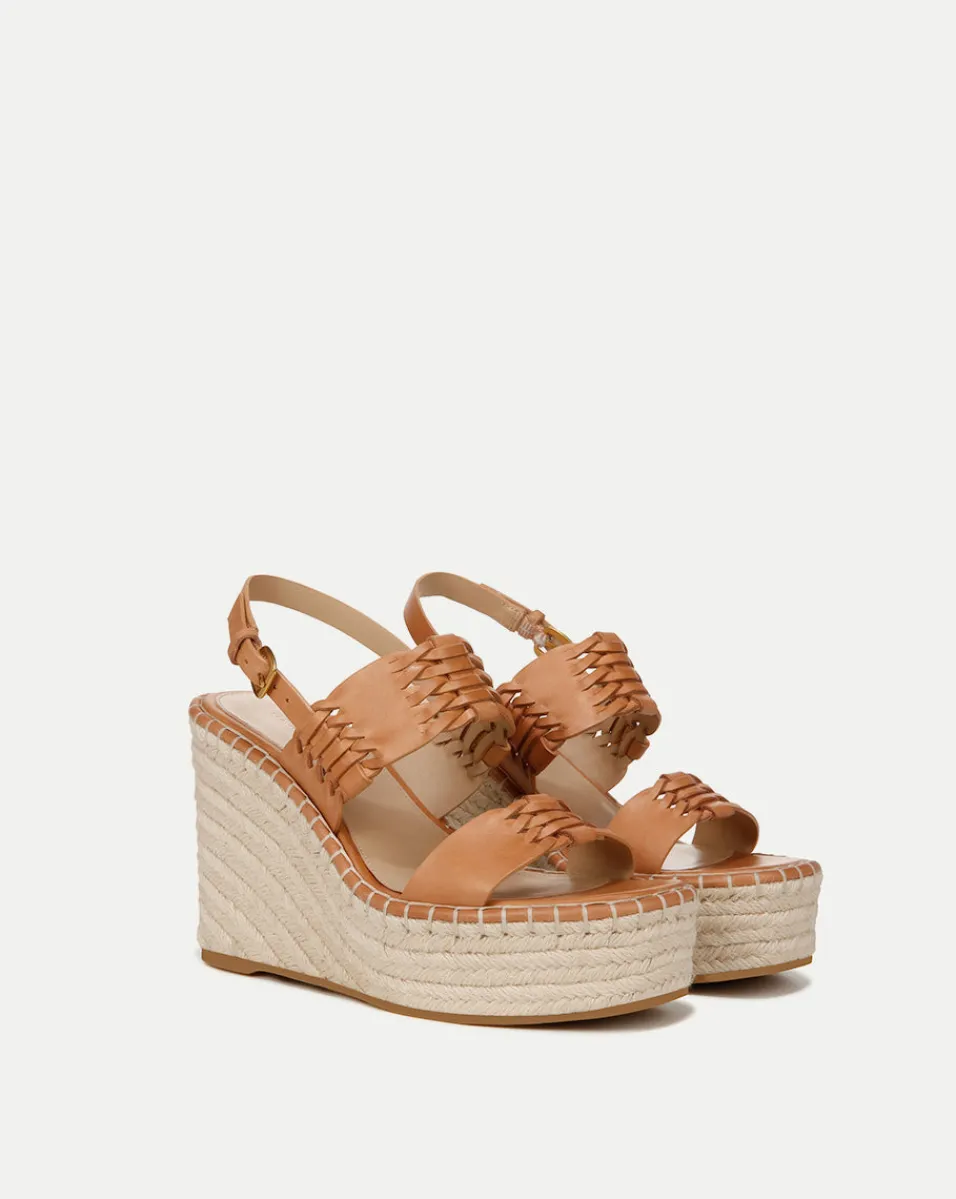 Cheap Veronica Beard Riya Raffia Wedge Sandal in Natural