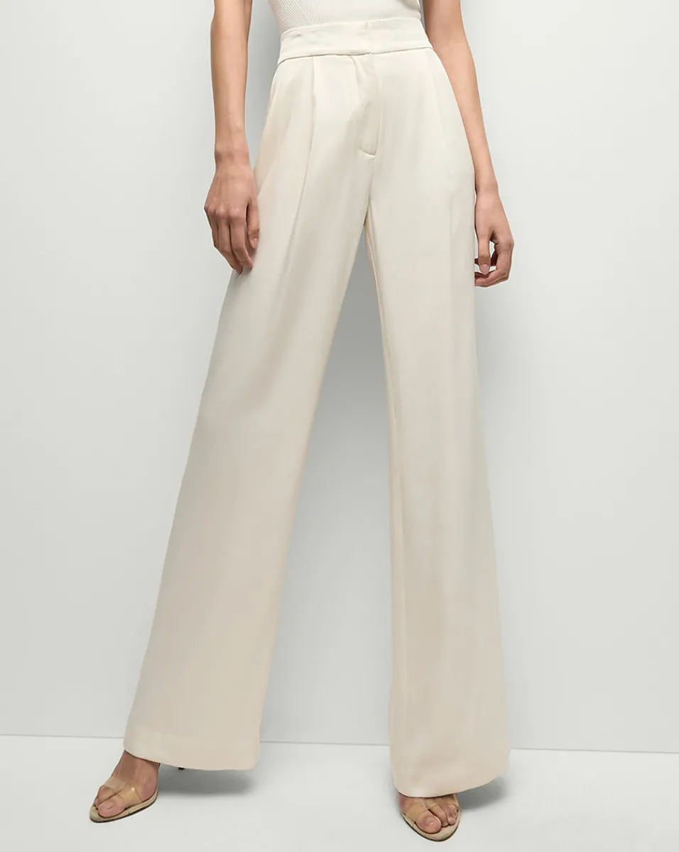 Online Veronica Beard Robinne Wide-Leg Pants in Cream Dove