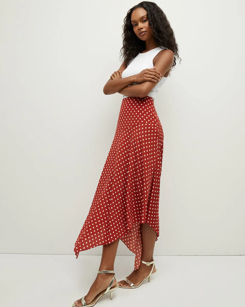 Clearance Veronica Beard Rosemary Polka-Dot Skirt in Brick Red/Ecru BrickRed/Ecru