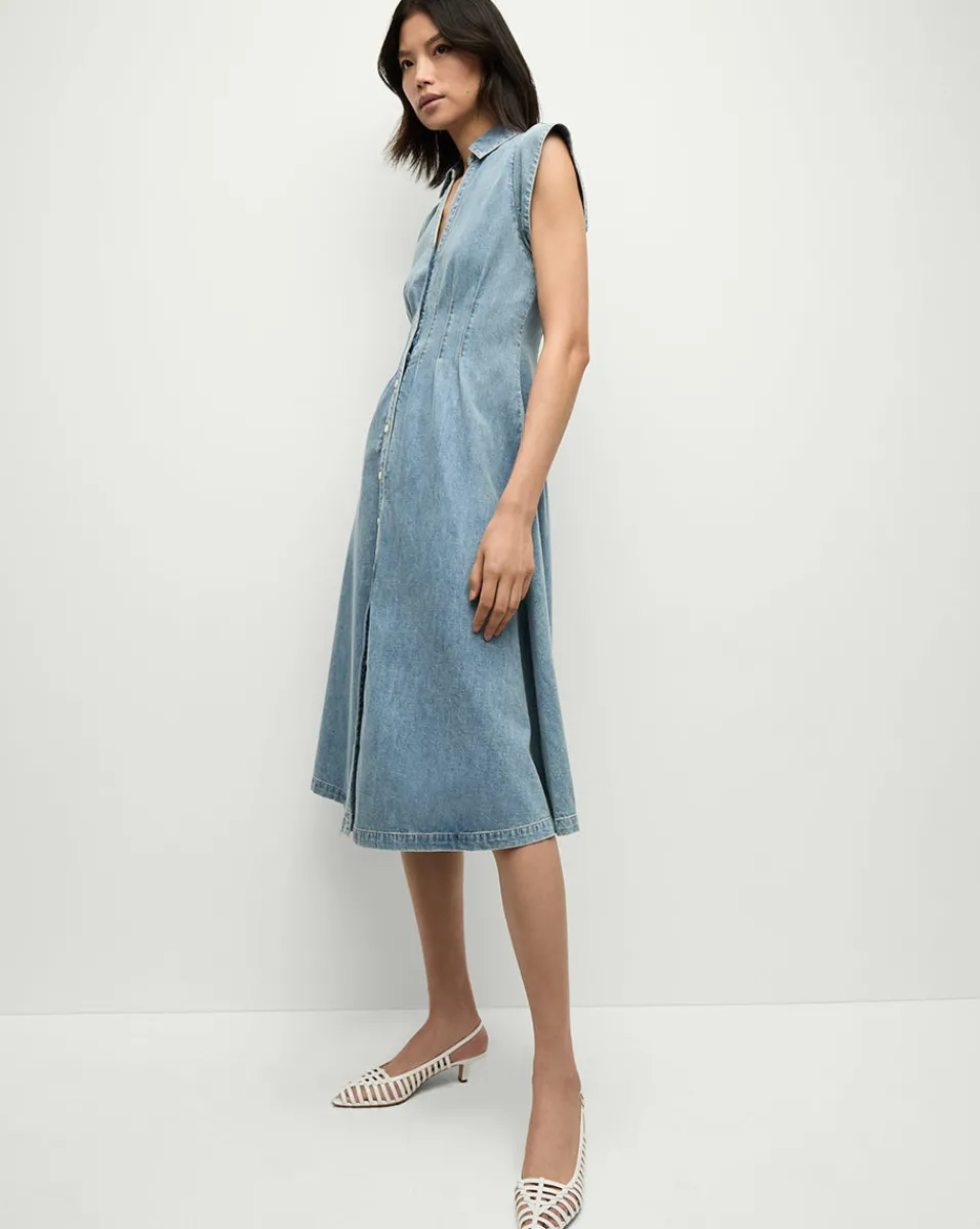 Sale Veronica Beard Ruben Denim Dress in Pebble Stone PebbleStone