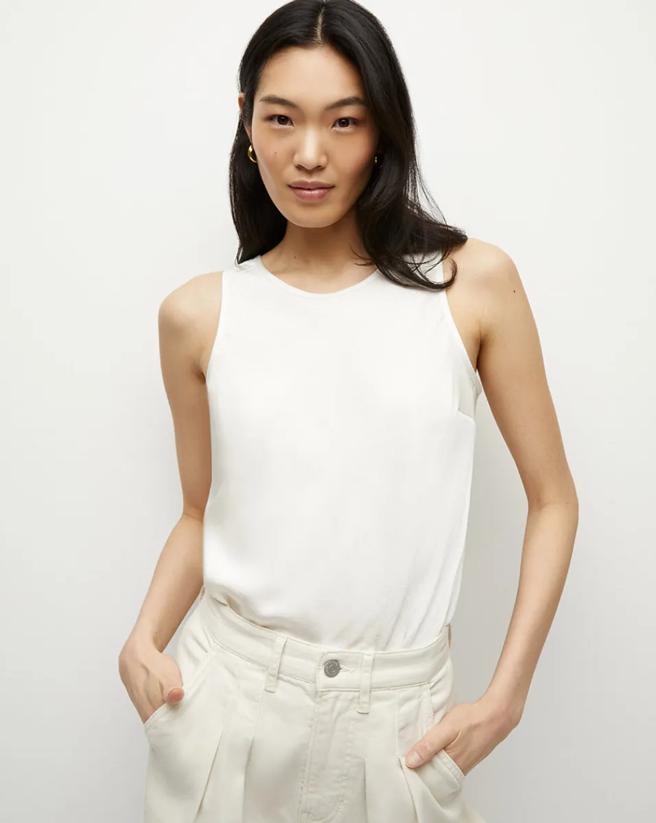 Fashion Veronica Beard Sabrina Crepe Tank in Off-White