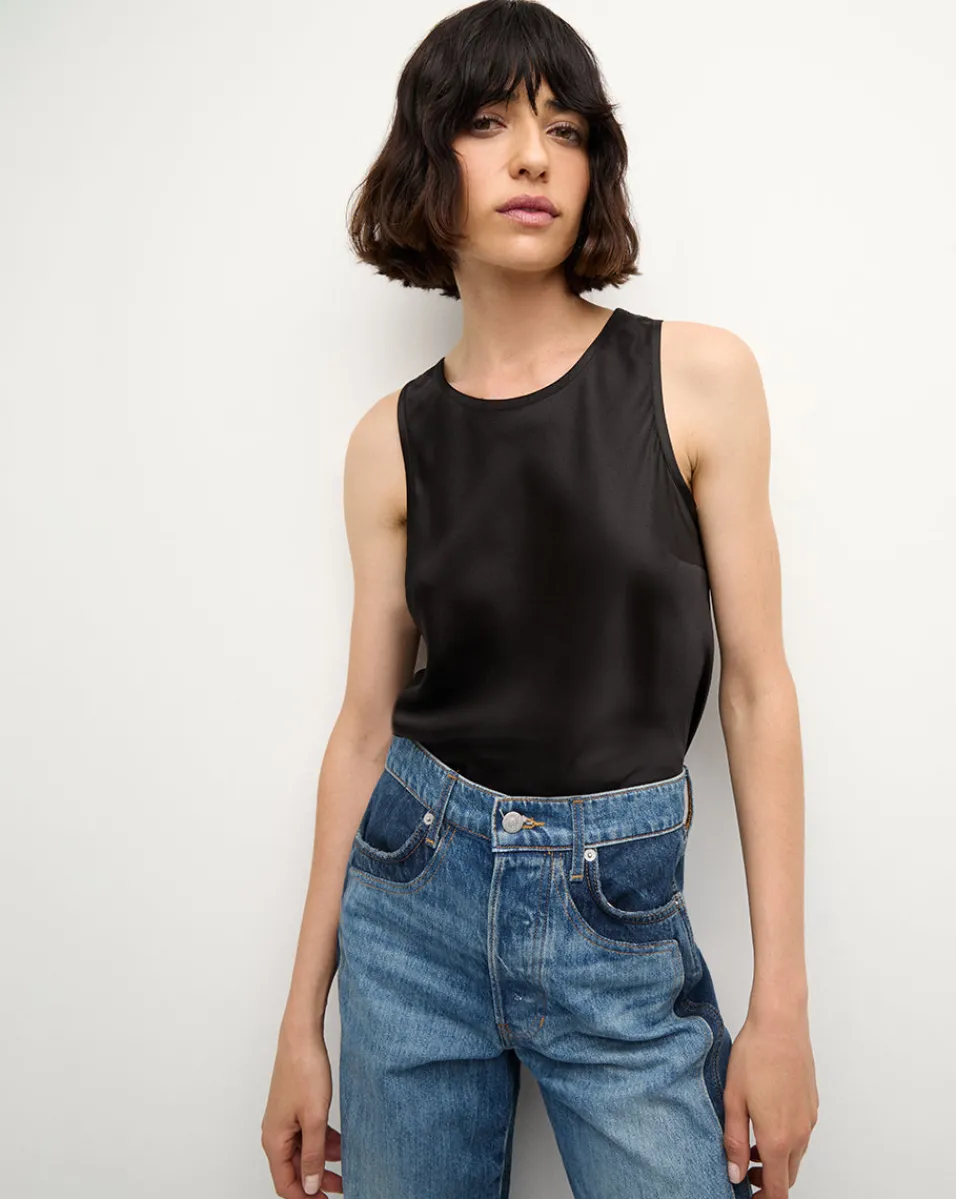 Shop Veronica Beard Sabrina Stretch-Silk Tank Top in Black