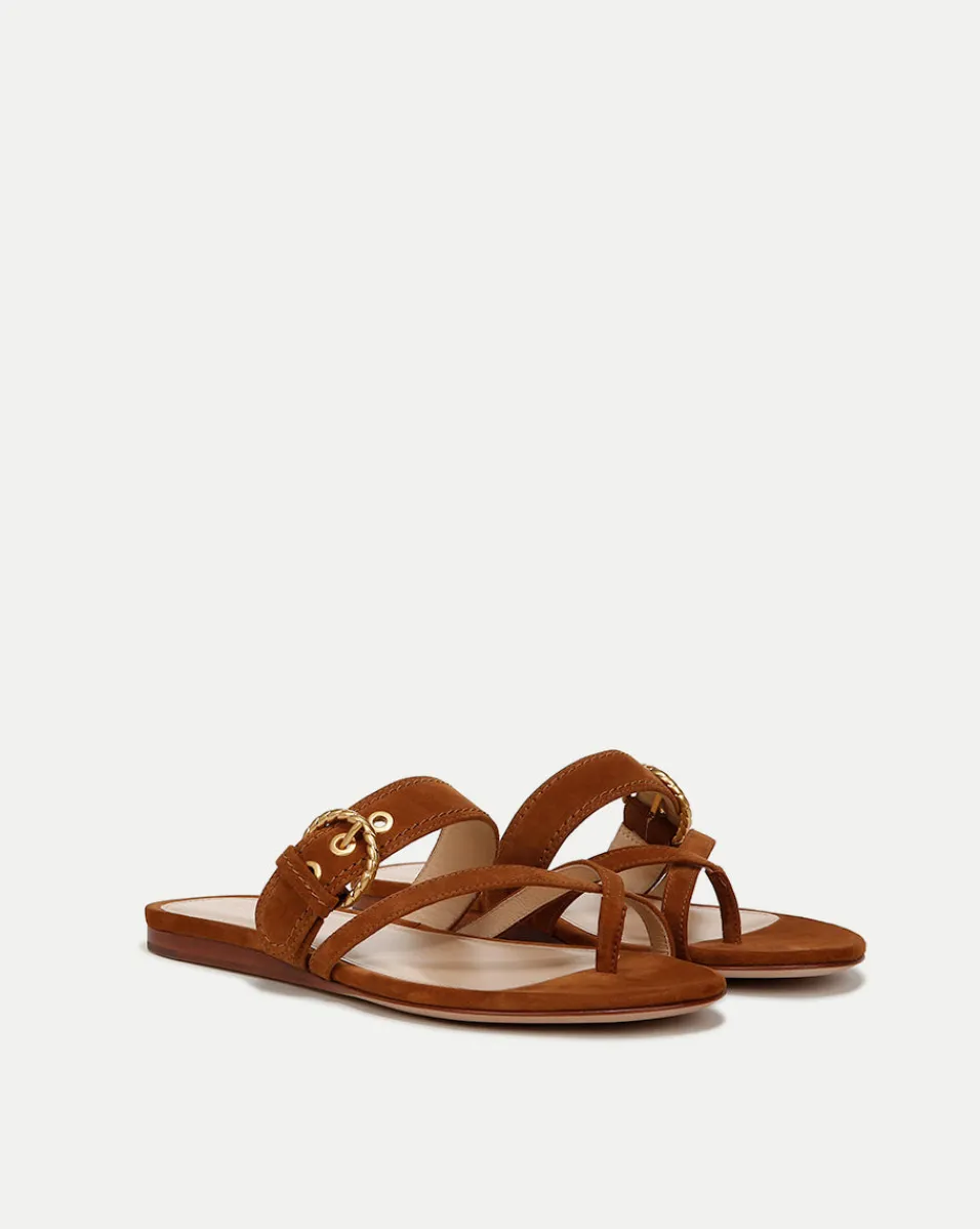 Hot Veronica Beard Salva Suede Crisscross Sandal in Caramel