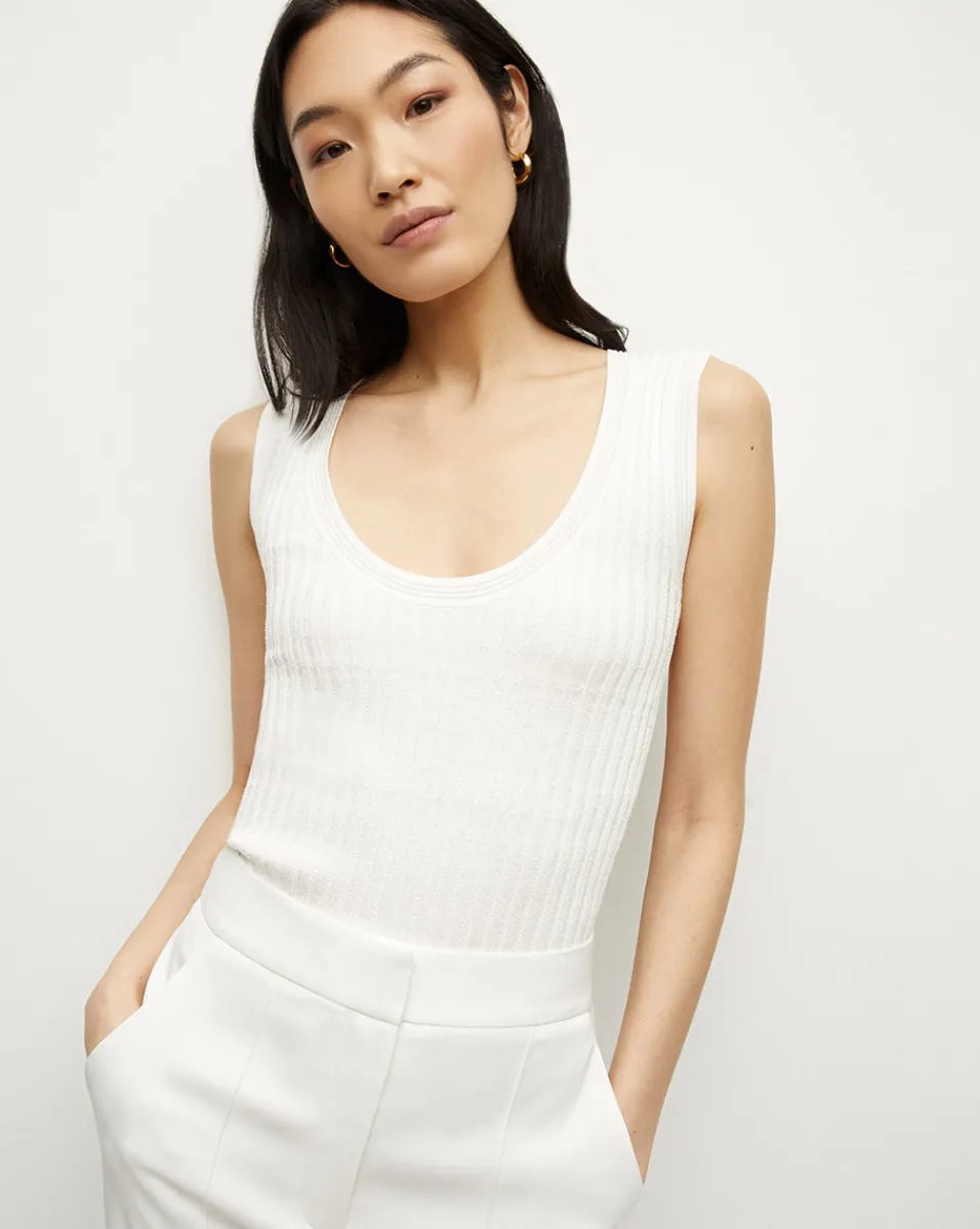 Sale Veronica Beard Sandra Ribbed Tank in Off-White