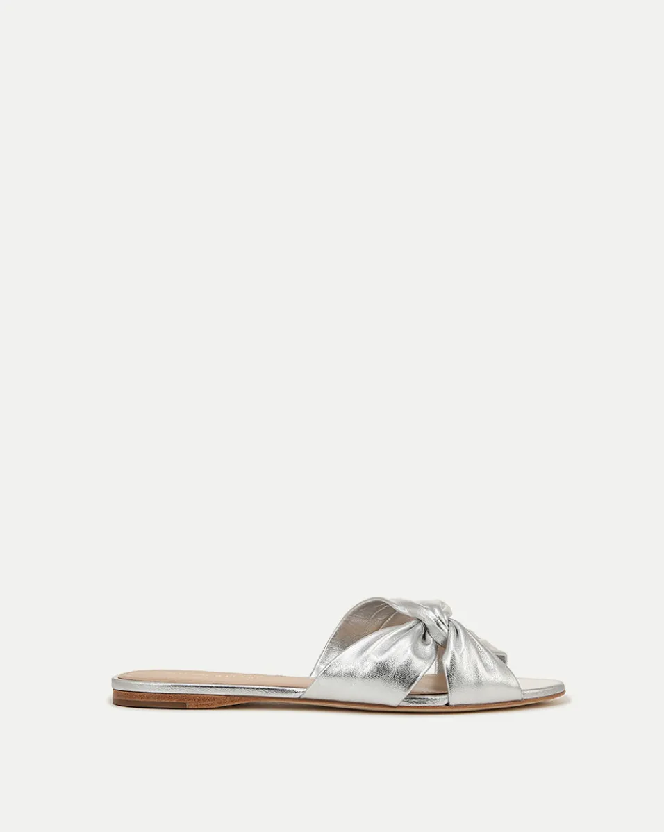 Store Veronica Beard Seraphina Metallic Leather Twist Sandal in Silver