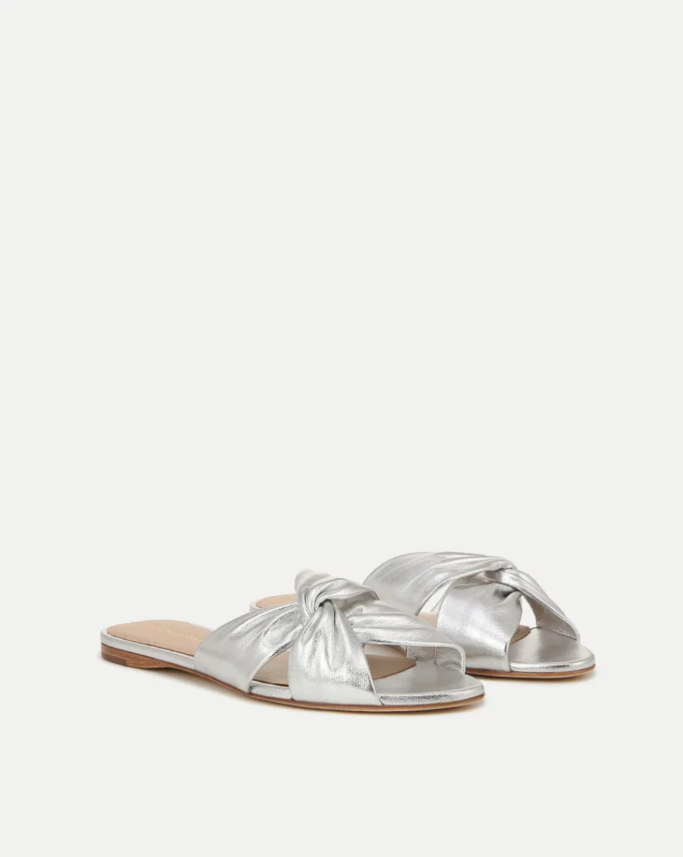 Store Veronica Beard Seraphina Metallic Leather Twist Sandal in Silver