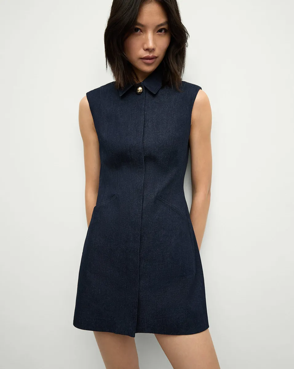 Fashion Veronica Beard Serina Denim Dress in Dark Oxford DarkOxford