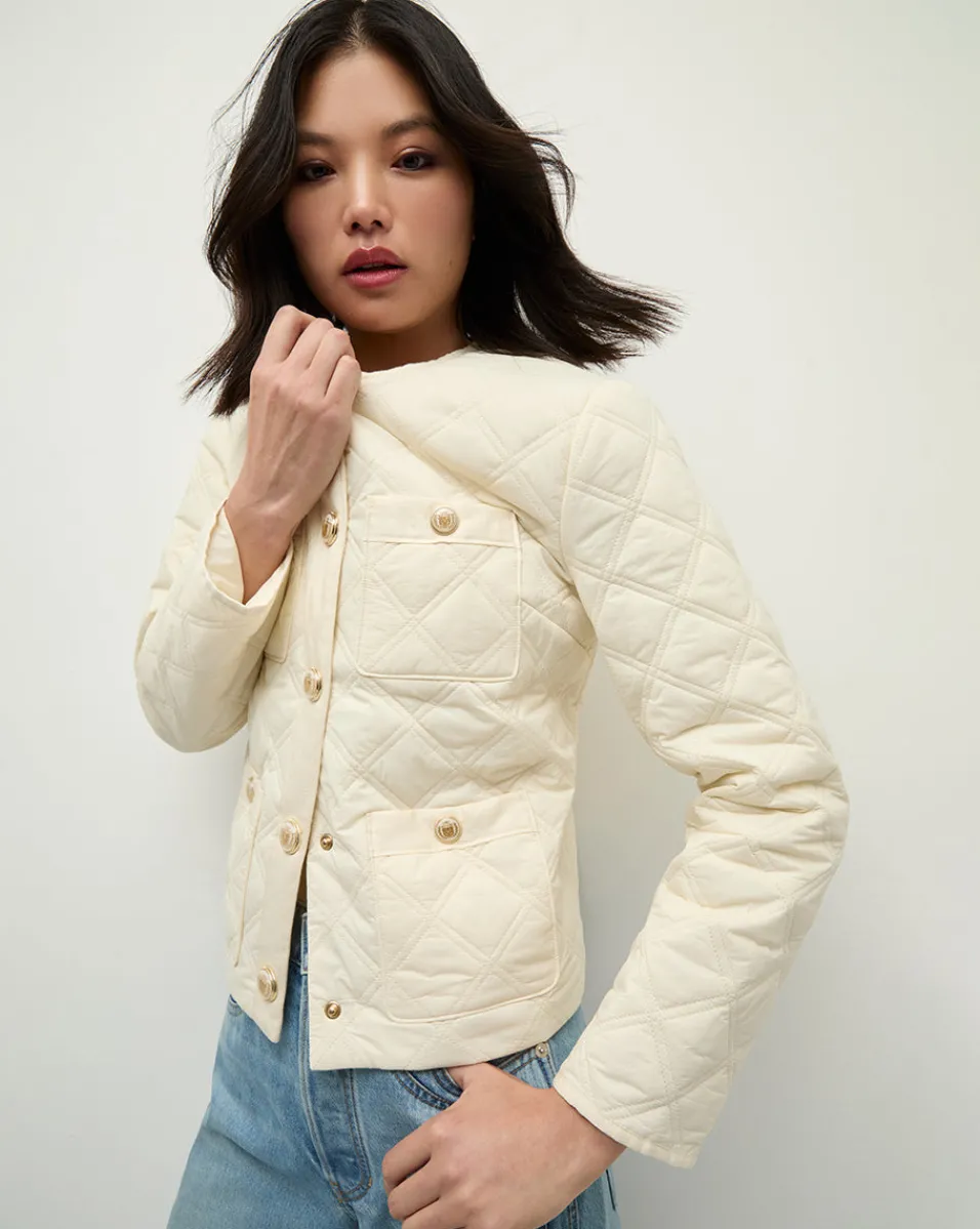 Outlet Veronica Beard Shalia Quilted Jacket in Ivory