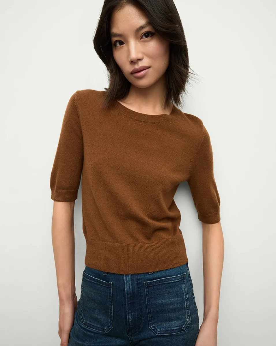 Hot Veronica Beard Shana Cashmere Sweater in Brown Whisky