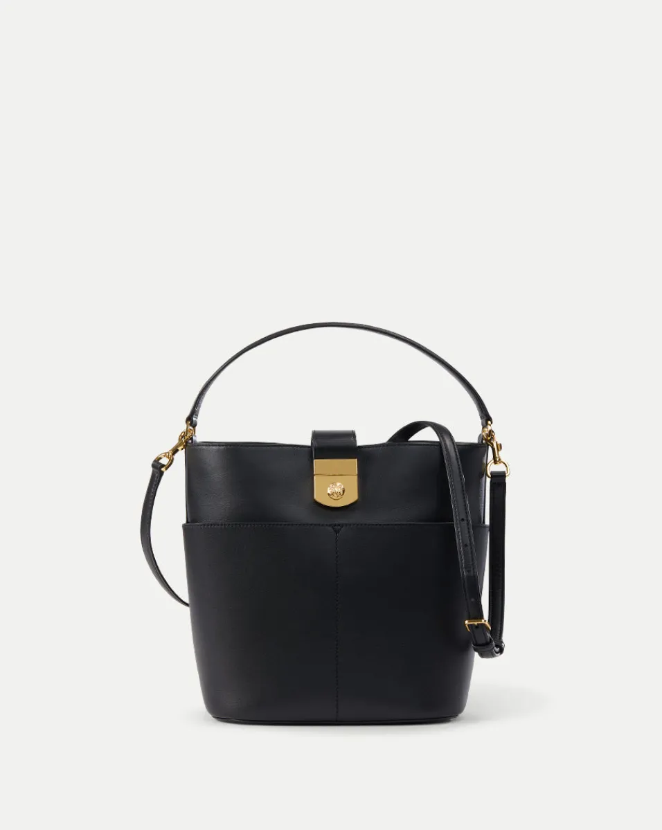 Hot Veronica Beard Small Crest Lock Bucket Bag in Black