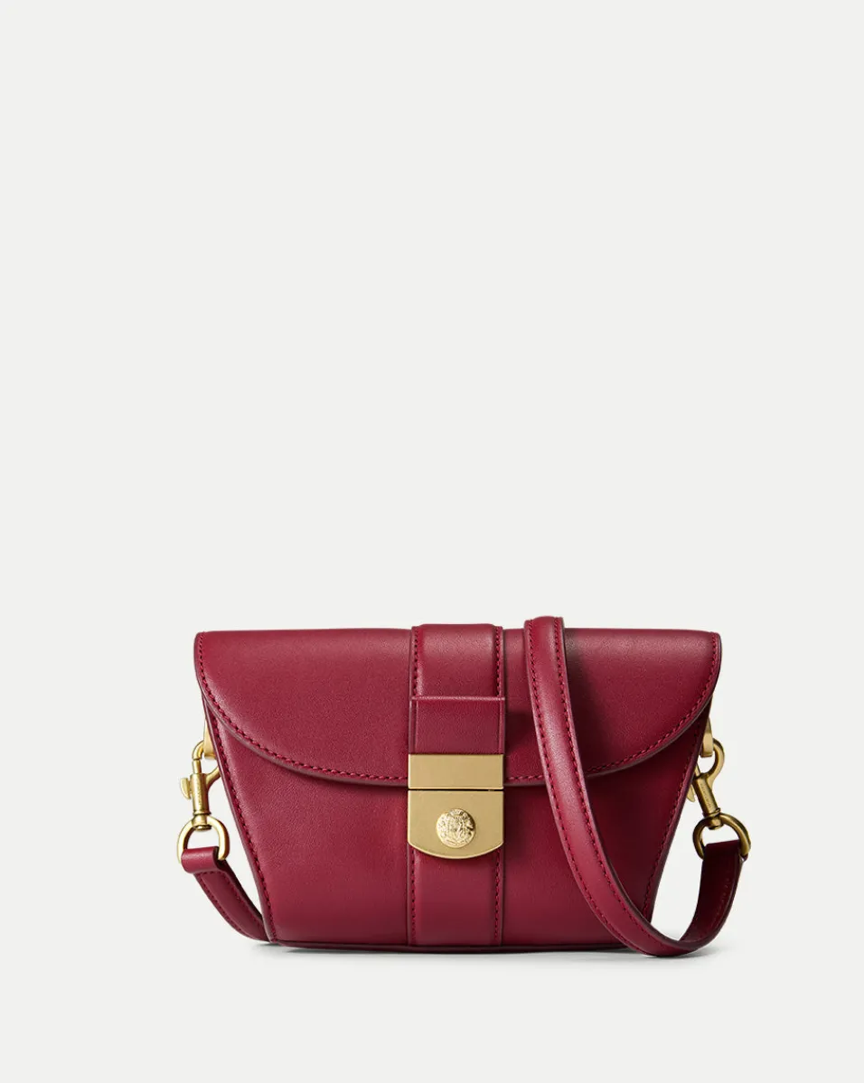 Store Veronica Beard Small Crest Lock Trap Bag in Burgundy Oxblood