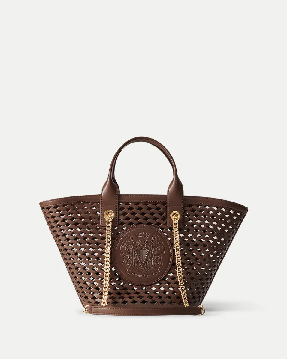 Fashion Veronica Beard Small Crest Market Tote in Dark Brown DarkBrown