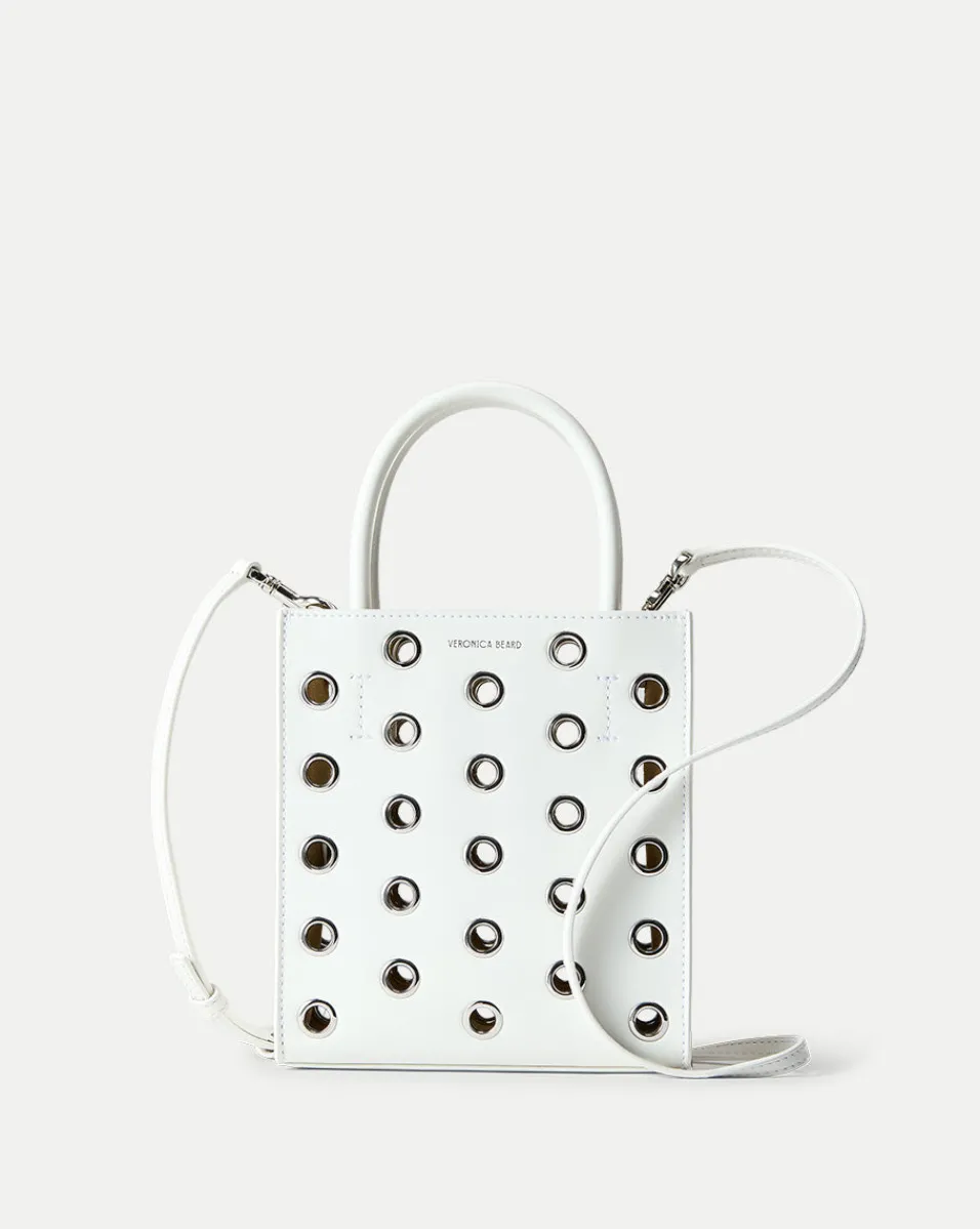 Shop Veronica Beard Small Grommet Shopper in Off-White Off-White/Silver