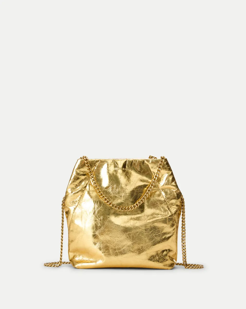 Discount Veronica Beard Small Metallic Slouch Shoulder Bag in Antique Gold AntiqueGold