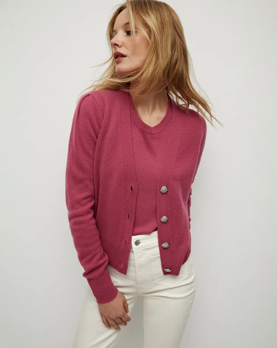 Discount Veronica Beard Solene Raspberry Cashmere Cardigan SoftRaspberry