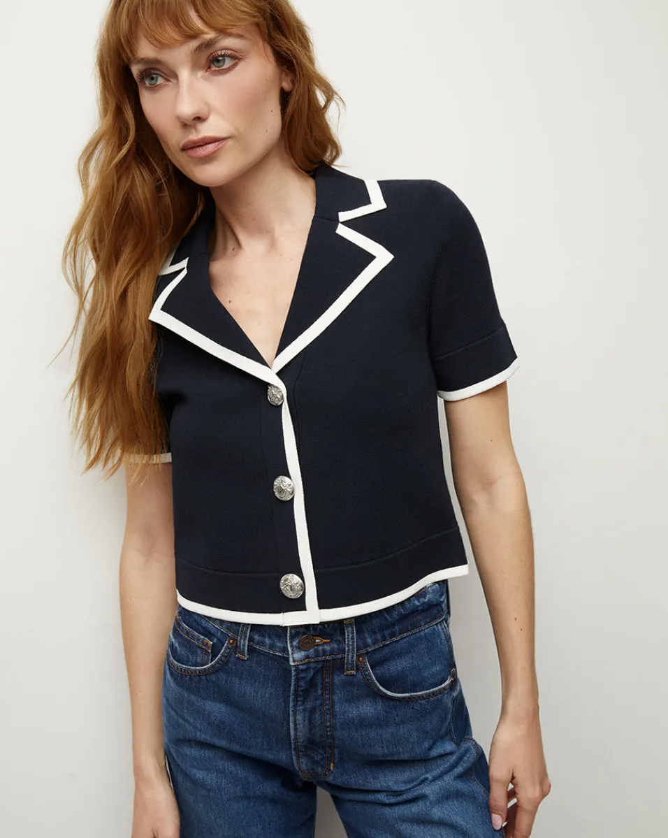 New Veronica Beard Stovall Knit Jacket in Navy