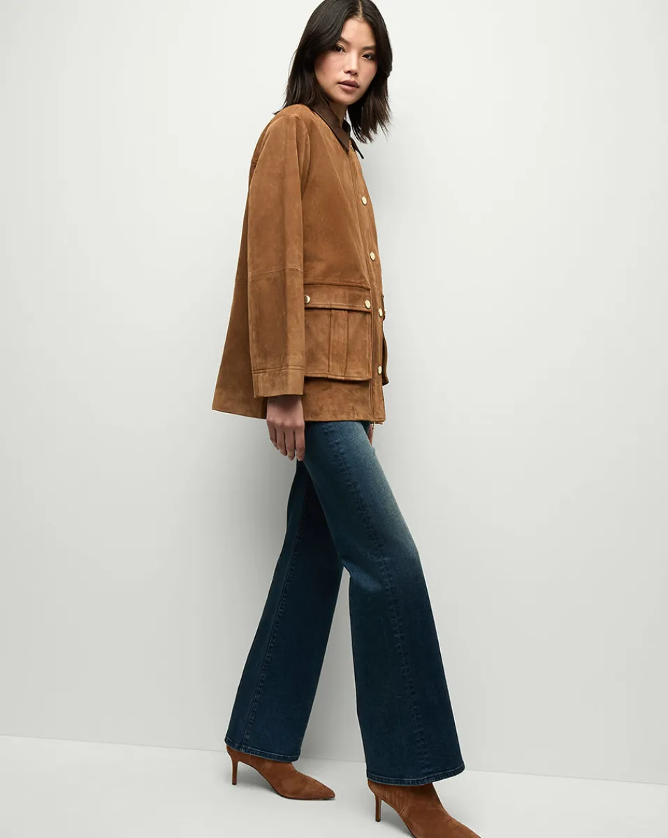 Shop Veronica Beard Suz Suede Dickey Chore Coat in Tan Whisky