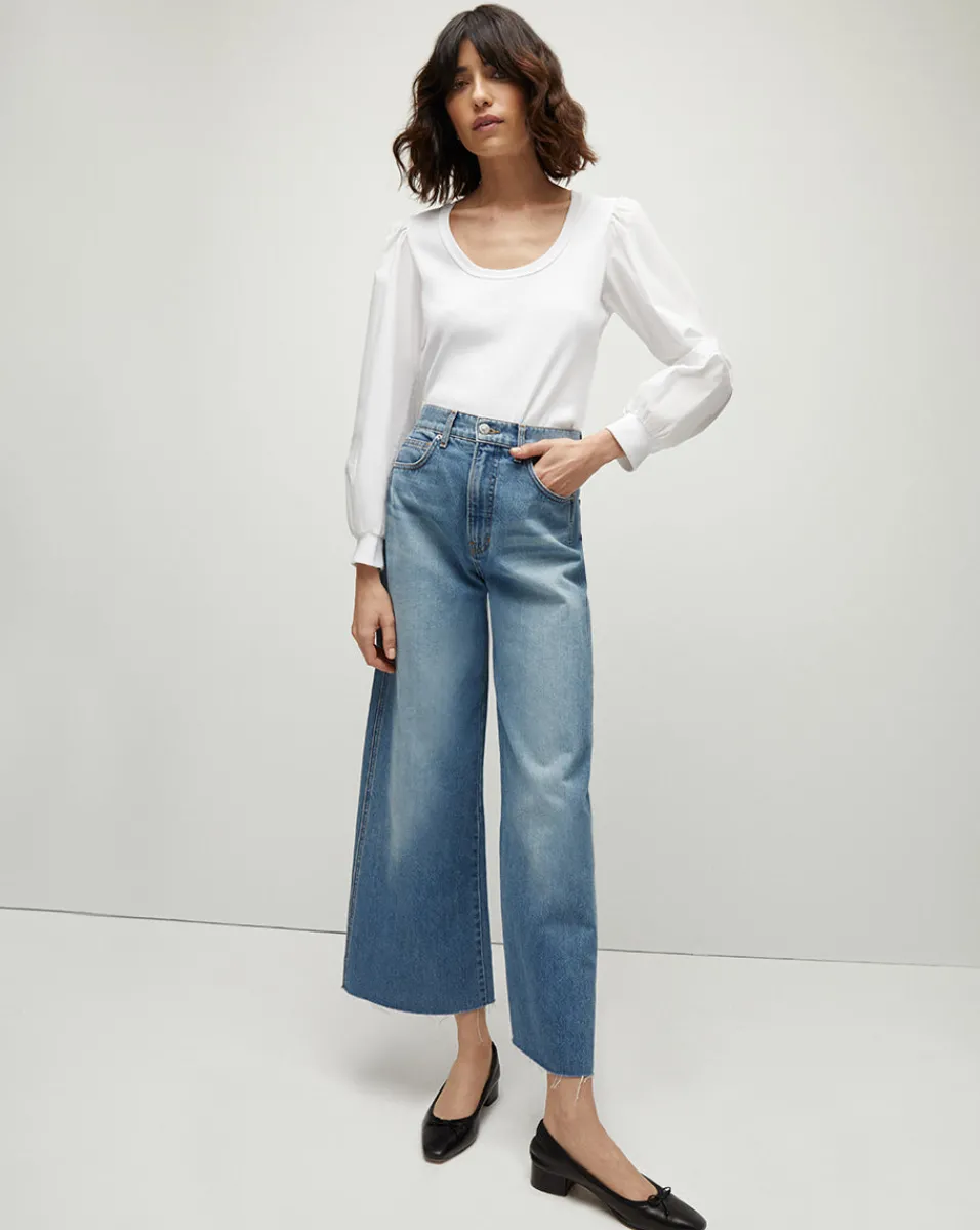 Cheap Veronica Beard Taylor Cropped Wide-Leg Jean in Enough Said EnoughSaid