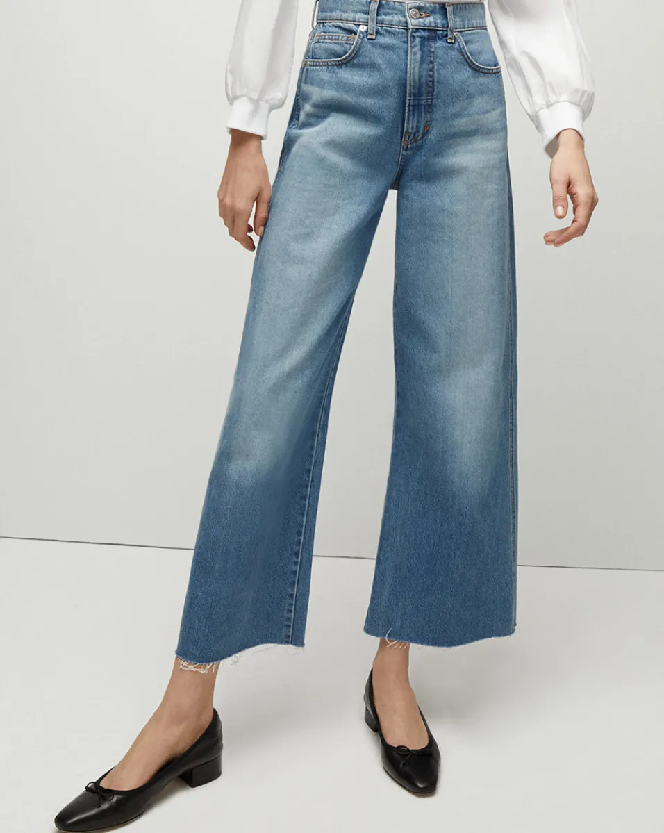 Cheap Veronica Beard Taylor Cropped Wide-Leg Jean in Enough Said EnoughSaid